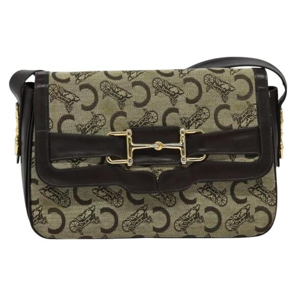 CELINE C Sulky Shoulder Bag Canvas Beige - Picture 2 of 13